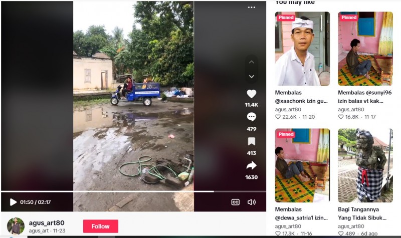 Tangkapan Layar Vidio TikTok Agus Buntung saat Mengendai Sepeda Motor Tangkapan Layar Vidio TikTok Agus Buntung saat Mengendai Sepeda Motor